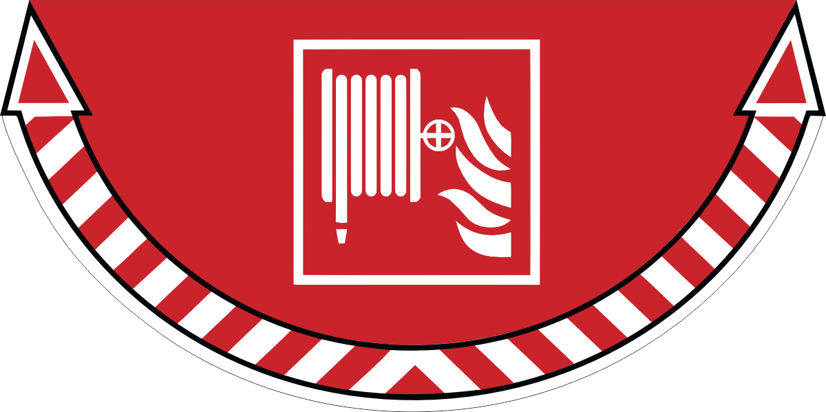 Slitstark och tålig golvdekal. Brandslang 700x350mm 