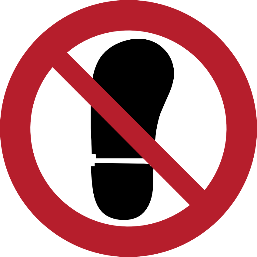 Slitstark och tålig golvdekal. Stå ej här 250x250mm