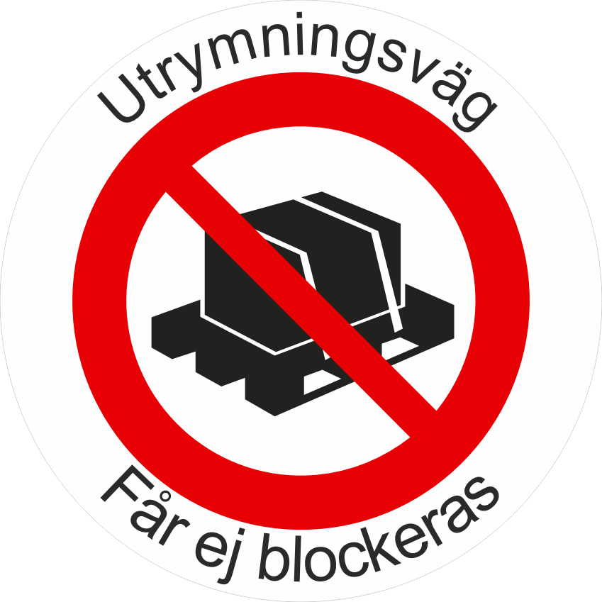 Slitstark och tålig golvdekal. Utrymningsväg. Får ej blockeras 250x250mm