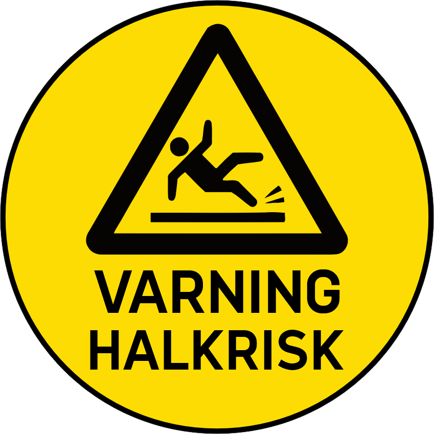 Golvdekal Varning halkrisk.