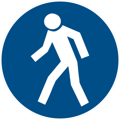 Golvdekal Fotgängare ska använda denna väg.