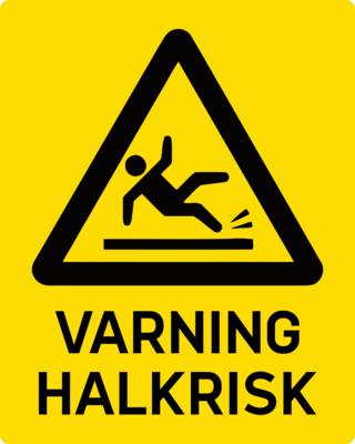 Golvdekal Varning halkrisk.