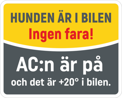 Dekal. Hunden är i bilen. 