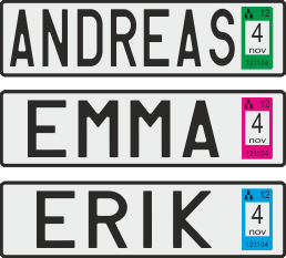 280x75mm Barnvagnsskylten levereras med kedja för enkel montering. 3mm hårdplast. Bakgrunden är reflekterande vit. 

