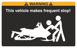 Svart/vit/orange Varningsdekal. Storlek 115x72mm.