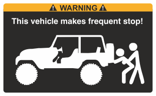 Svart/vit/orange Varningsdekal. Storlek 115x72mm.