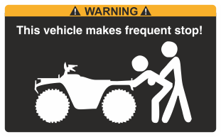 Svart/vit/orange Varningsdekal. Storlek 115x72mm.