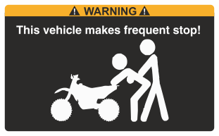 Svart/vit/orange Varningsdekal. Storlek 115x72mm.